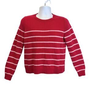 Caslon 100% Cashmere Red-Pink Stacy Stripe Sweater Size Large
